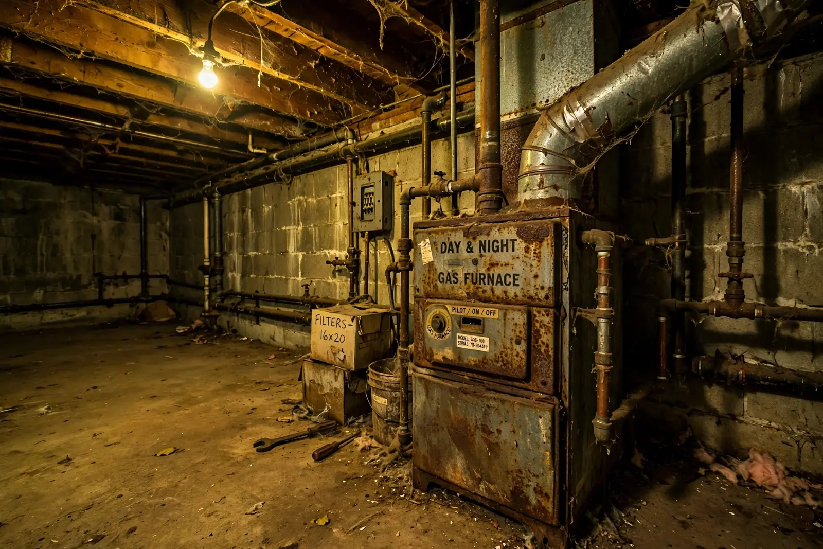Old furnace before replacement